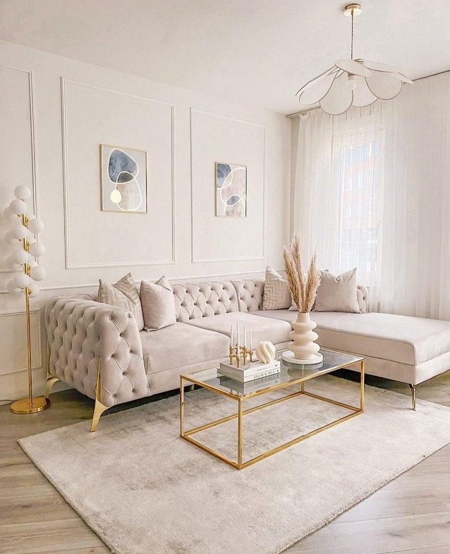 Tufted Neutral Sofa Modern Meets Classic