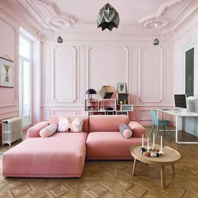 Black Pendant Lights Pink Modern Interior