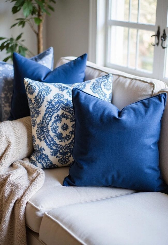 Navy Blue Pillows Transform Living Spaces