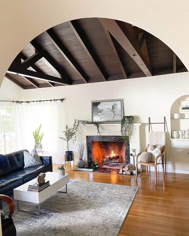Dark Wood Ceiling Statement Living