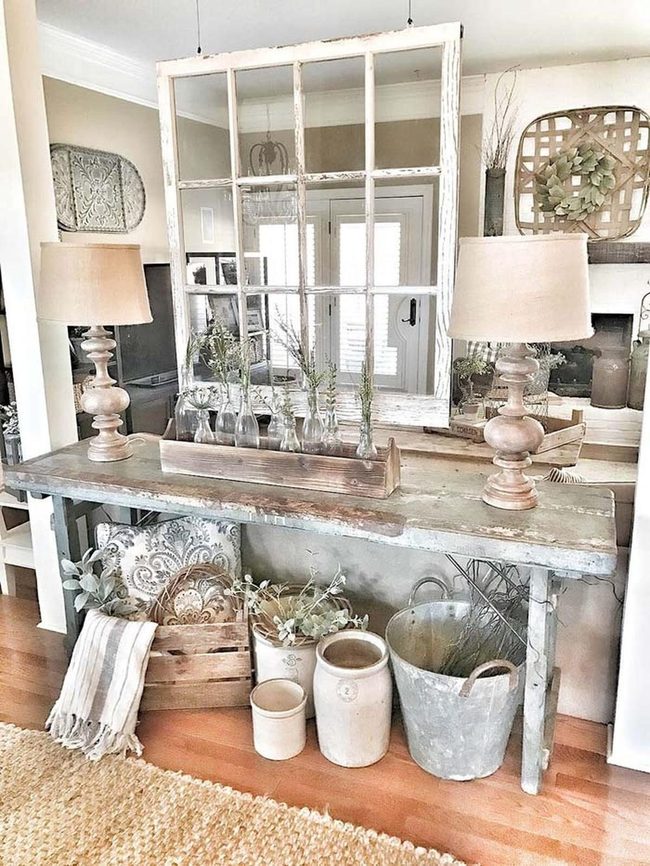 Weathered Wood Table With Colorful Stories