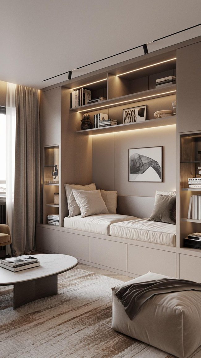 Neutral Bedroom Living Room Fusion