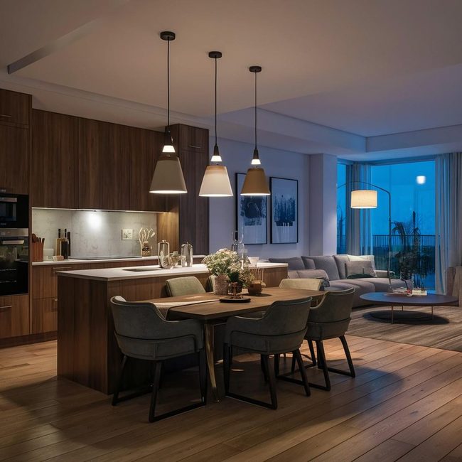 Unified Brass Lighting Two Spaces