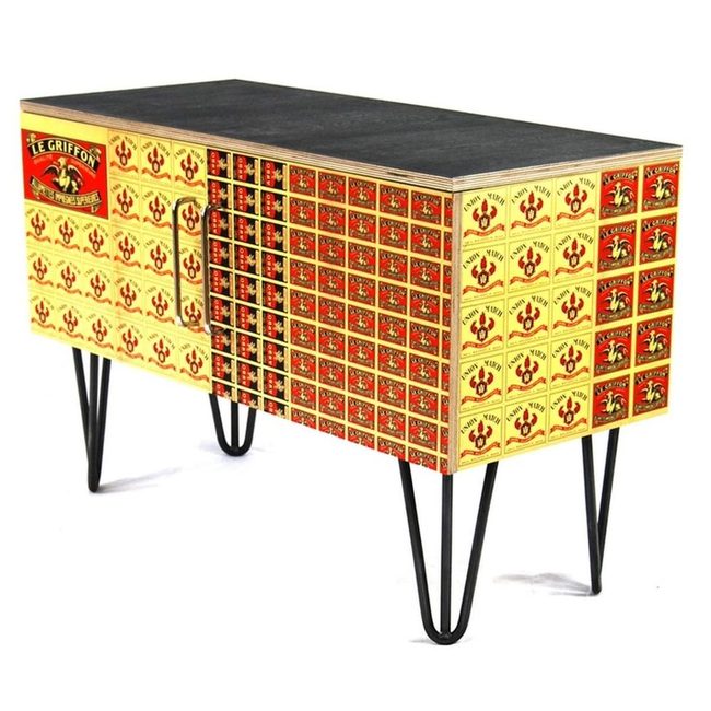 Yellow And Red Patterned Statement Table