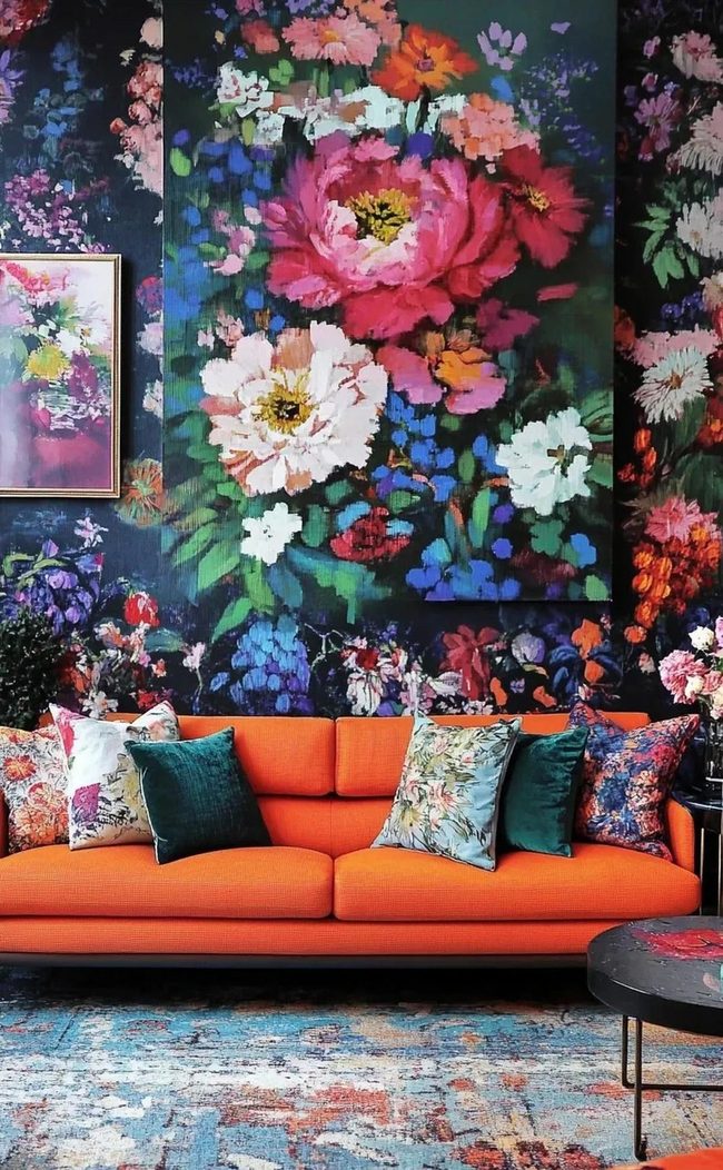 Floral Fabric Living Spaces