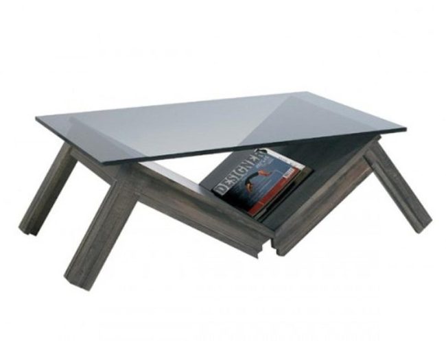 Dark Wood And Glass Minimalist Table
