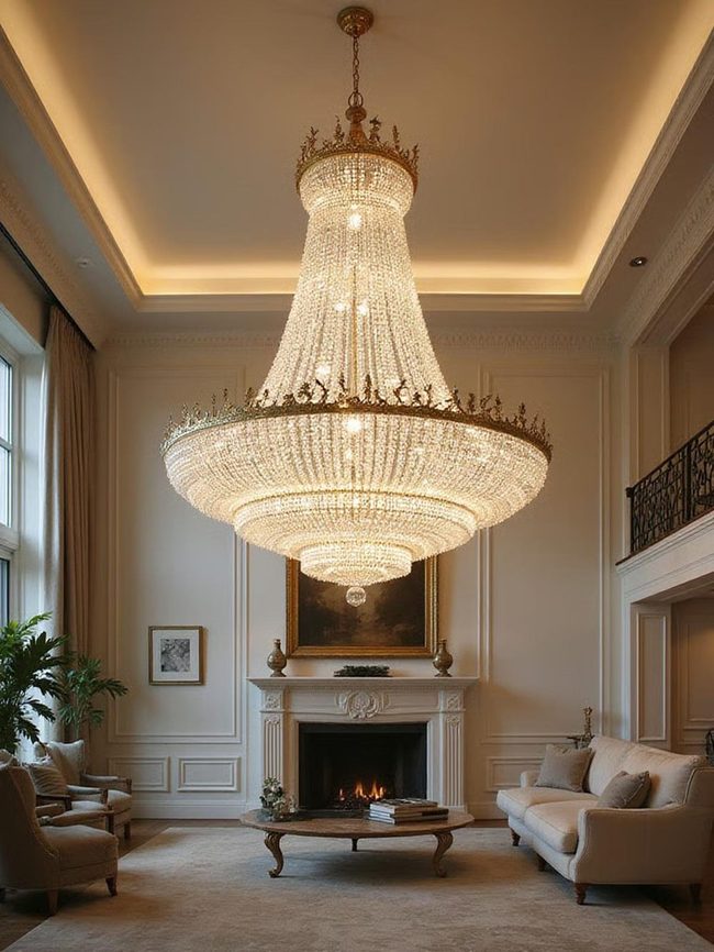 Crystal Chandelier Casts Architectural Light