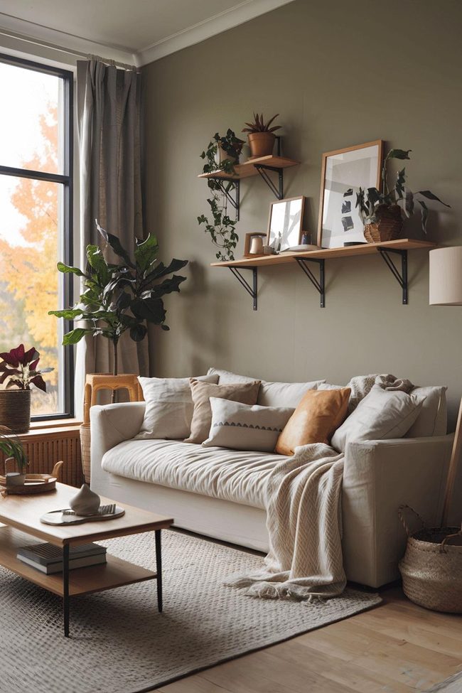 Muted Green Walls With Natural Plant Life