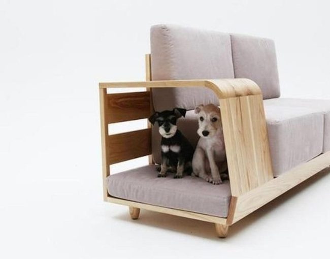 Light Purple Cushions Modern Wood Sofa
