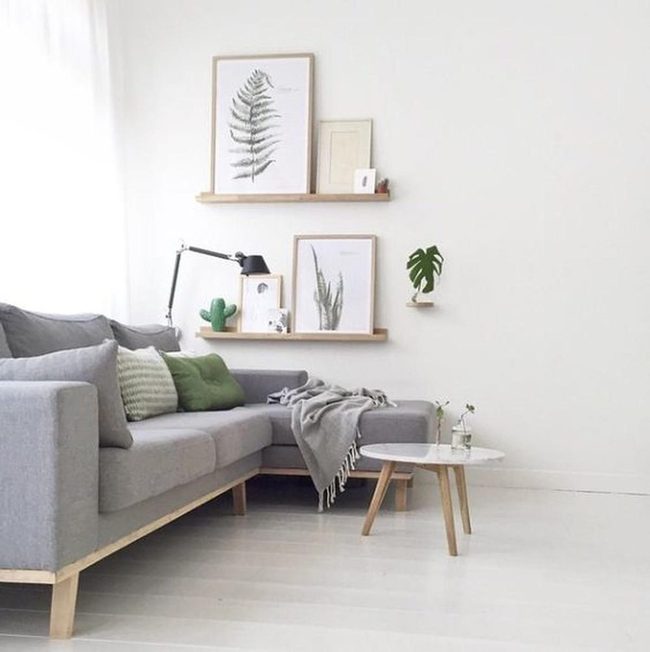 Light Grey Sofa With Green Accents