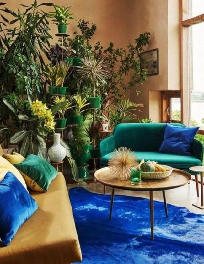 Mustard Yellow Meets Lush Green Living