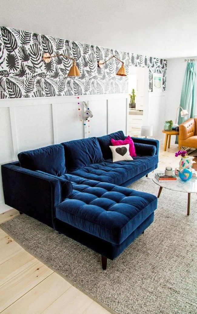 Deep Blue Velvet Statement Living