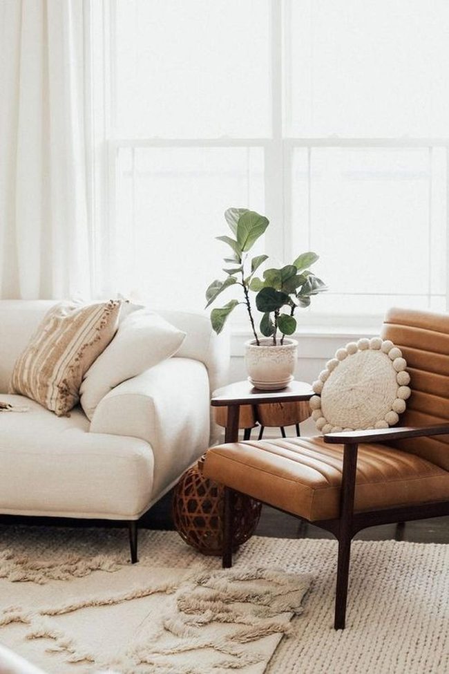 Cream Shag, White Sofa, Natural Balance
