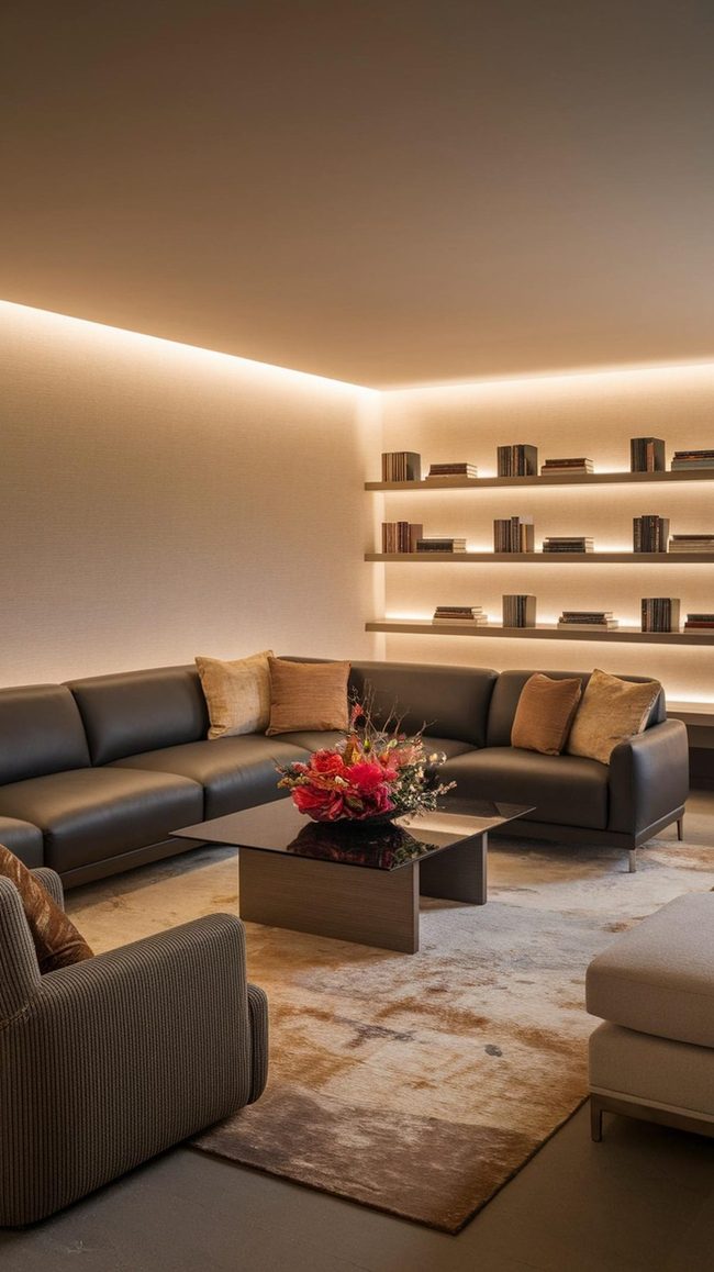 Sofa Anchoring Long Wall Layout