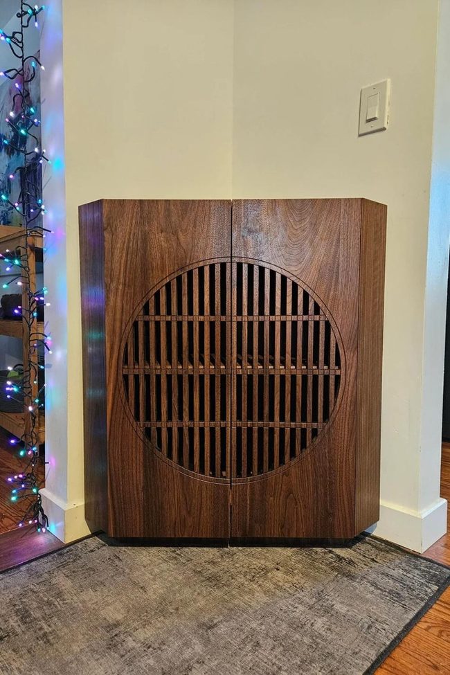 Teal Corner Cabinet With Wood