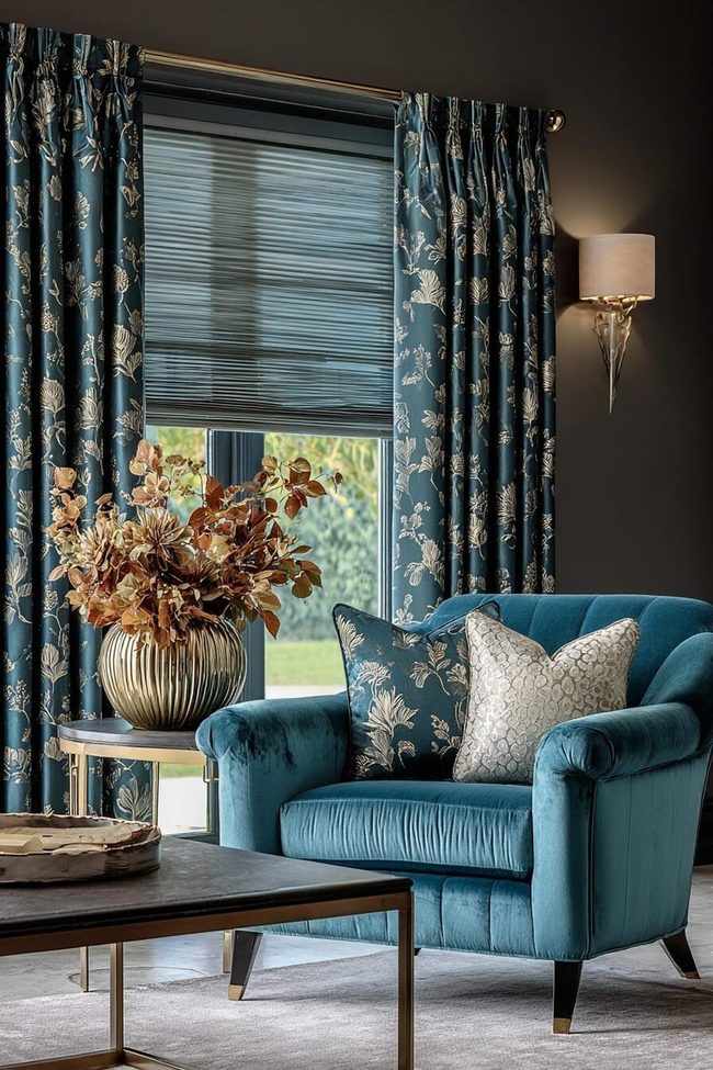 Silver Blinds And Curtain Color Coordination