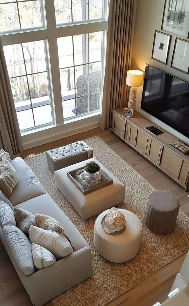Layered Cushions, Fixture Rug, L-Shaped Comfort