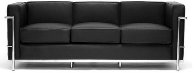 Black Leather Sofa Modern Minimalism