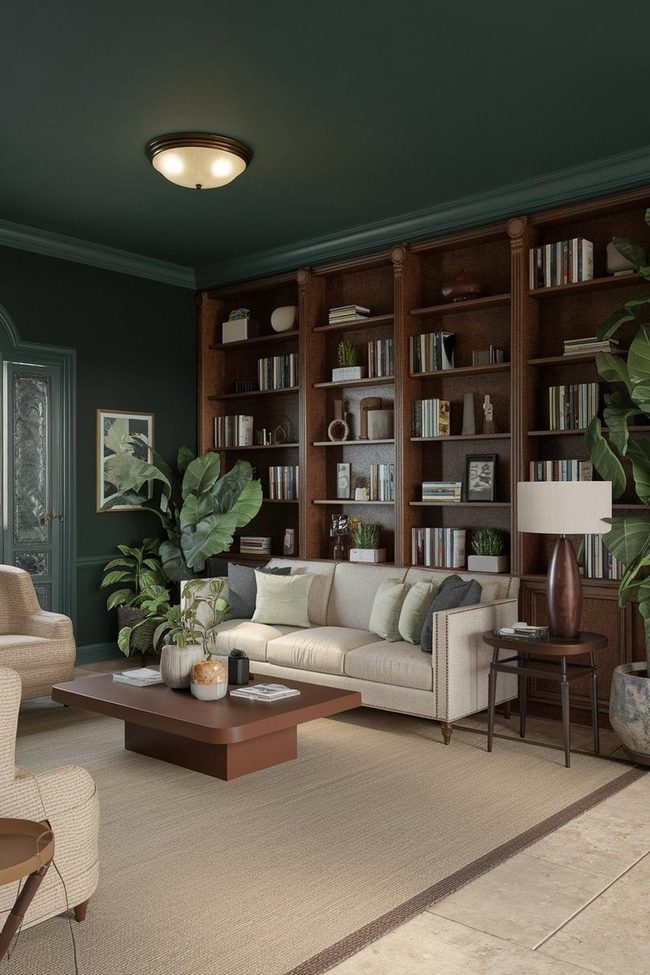 Green Statement Rug On Brown
