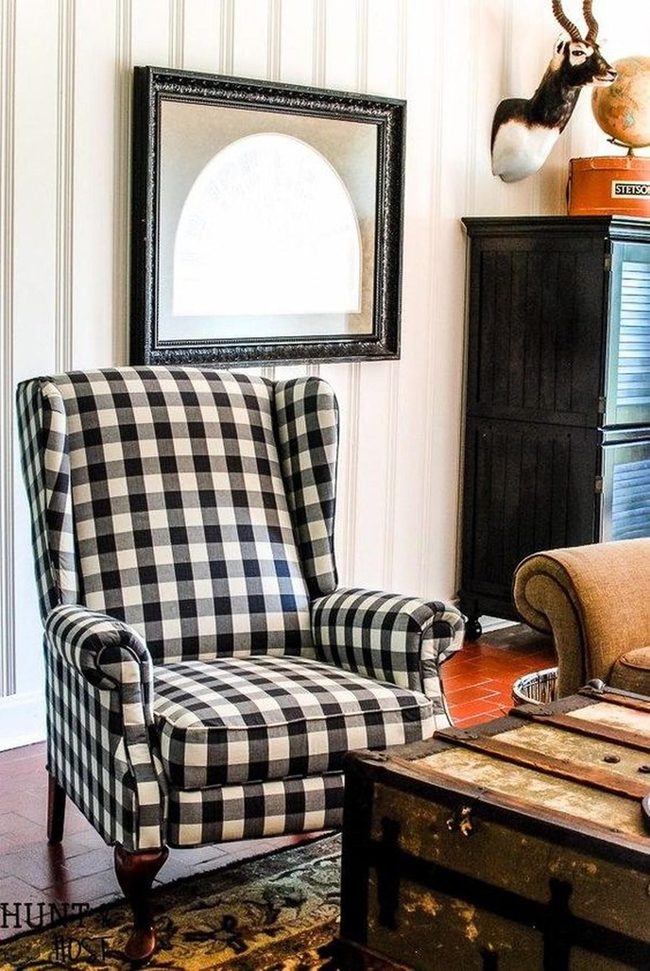 Black And White Checkered Statement Chair
