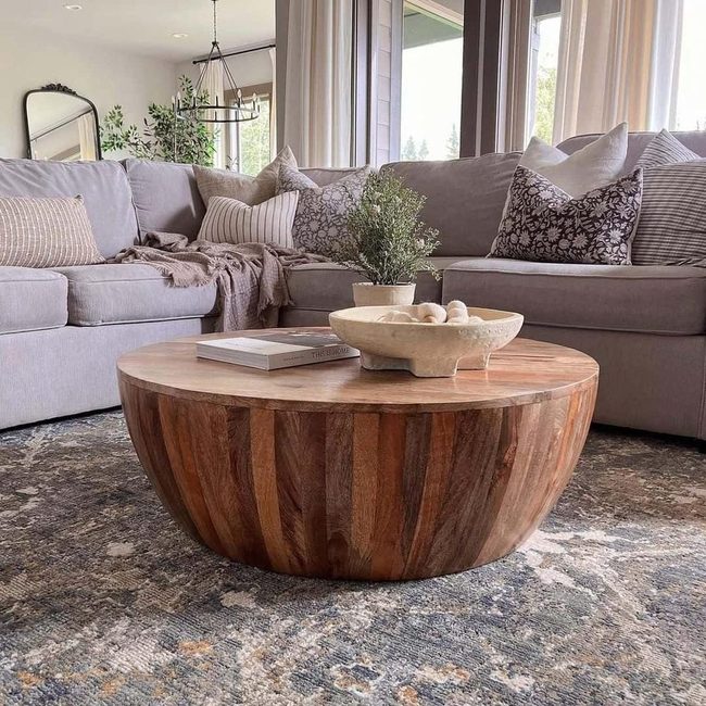 Wooden Drum Table Living Room