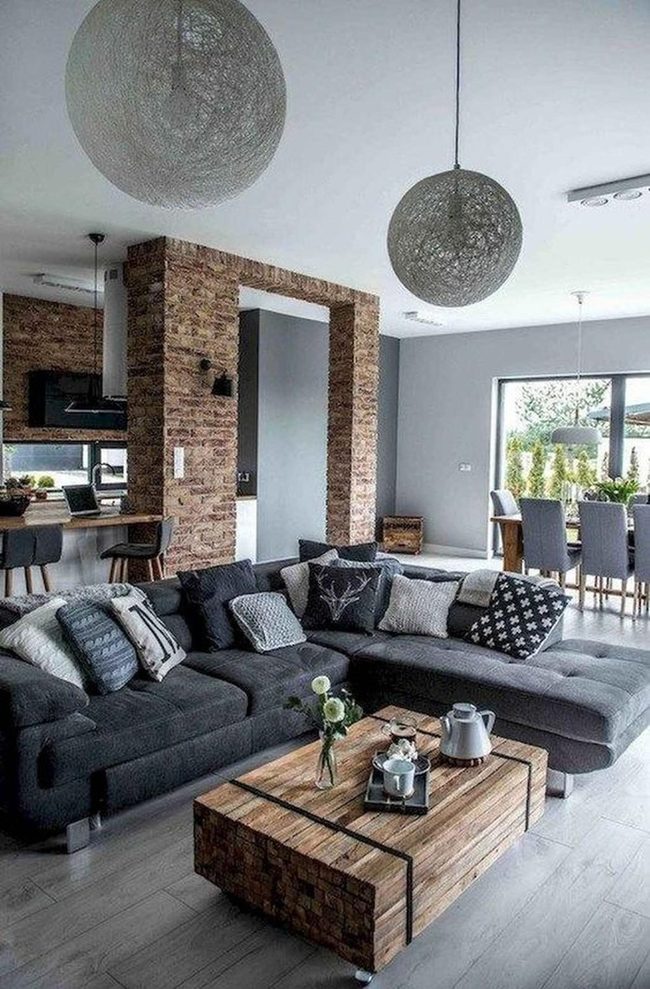 Exposed Brick Meets Modern Gray