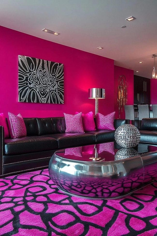 Pink Walls, Black Leather Statement