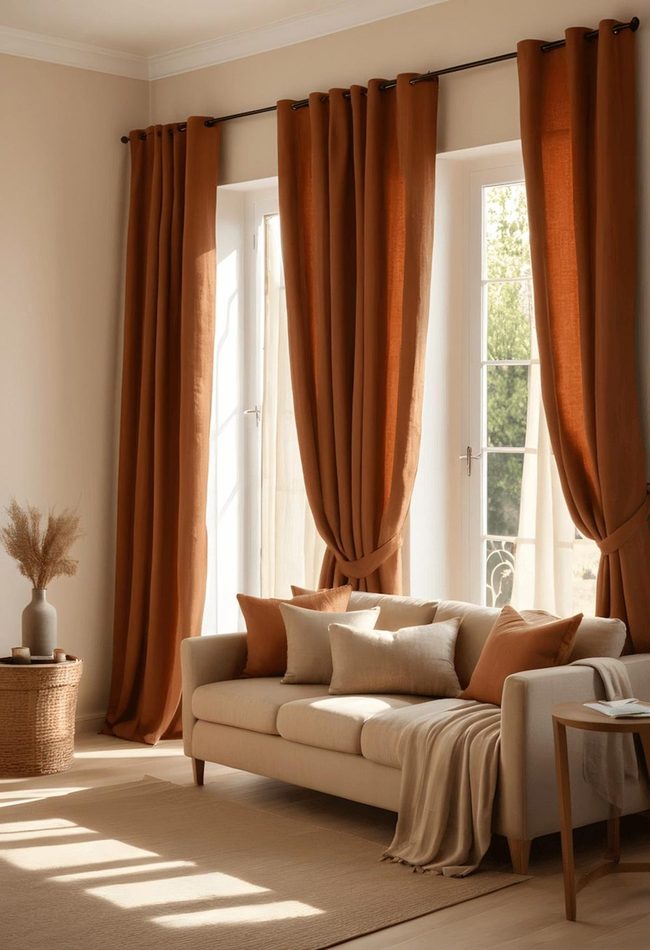 Burnt Orange Linen Window Statements
