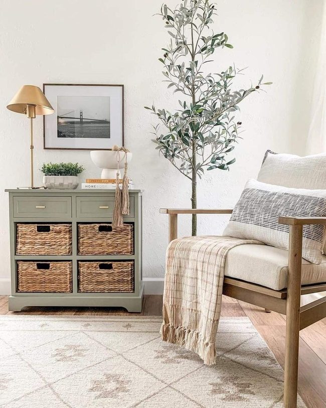 Pale Green Cabinet With Gold Warmth