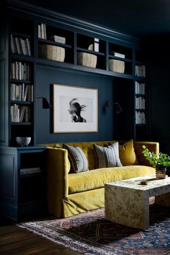 Deep Blue Sophistication Meets Mustard Warmth