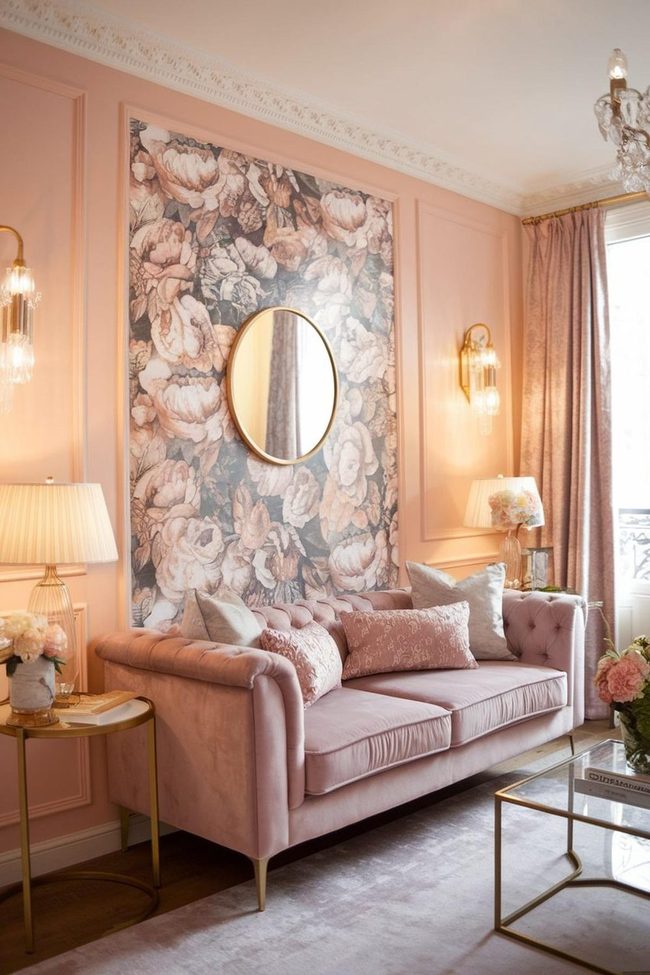 Pink Florals Gold Accents