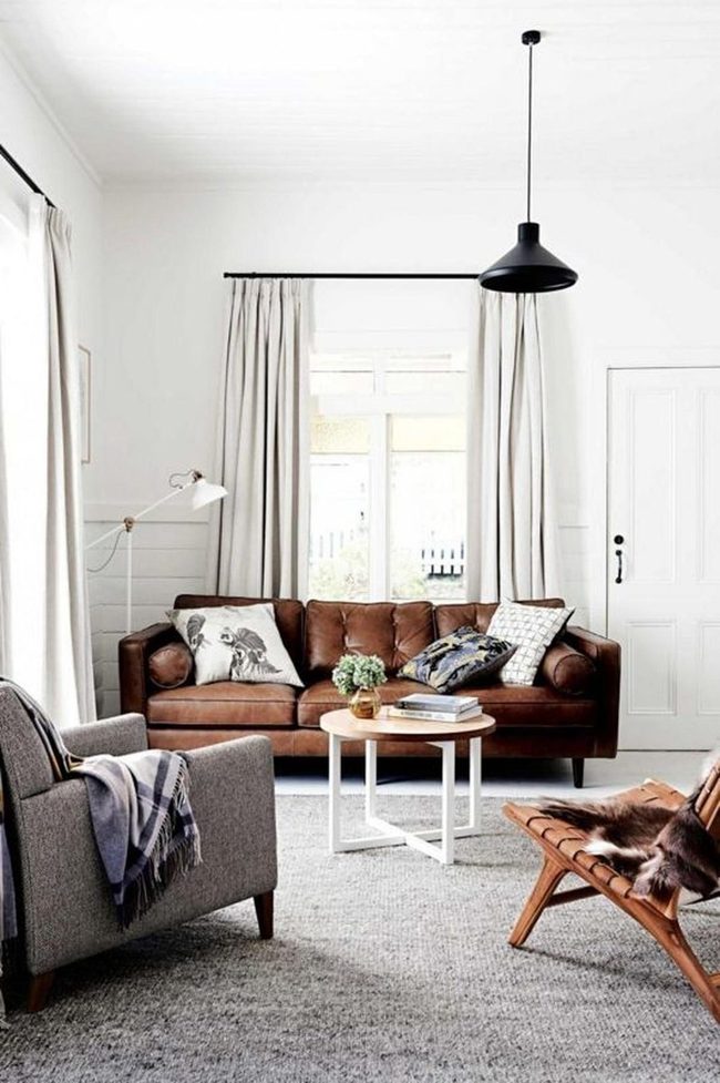 Brown Leather Warmth Meets Modern Light