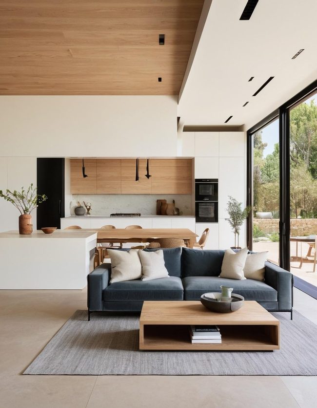 Seamless Materials and Stone Kitchen Living Blend