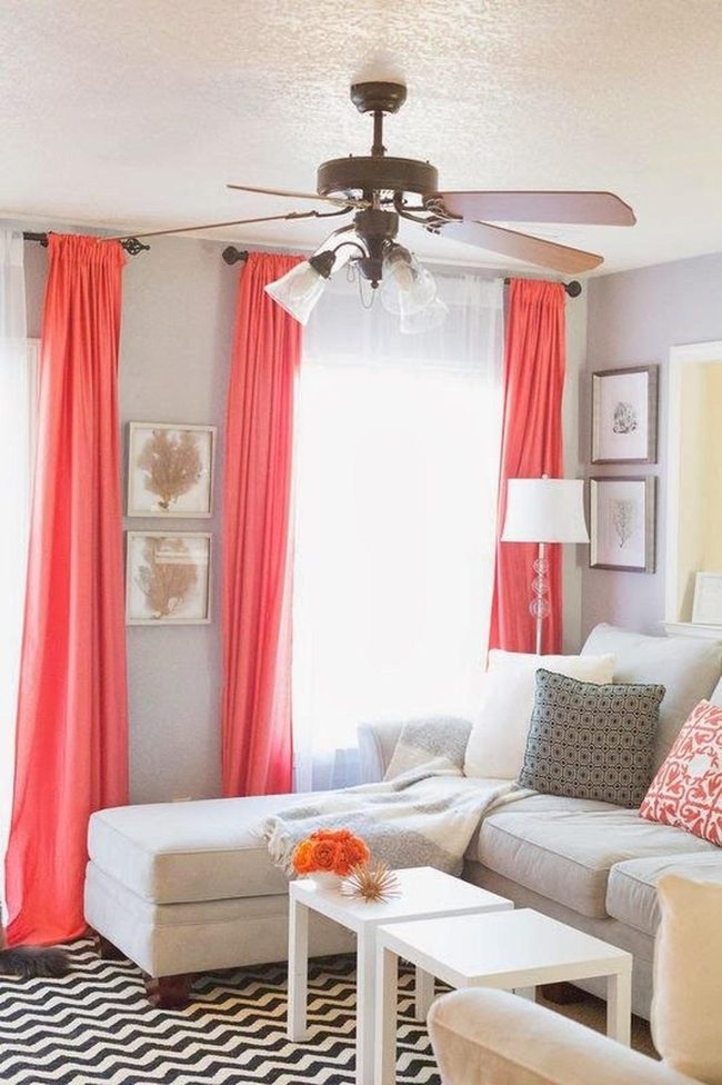 Coral Curtains Frame Geometric Space