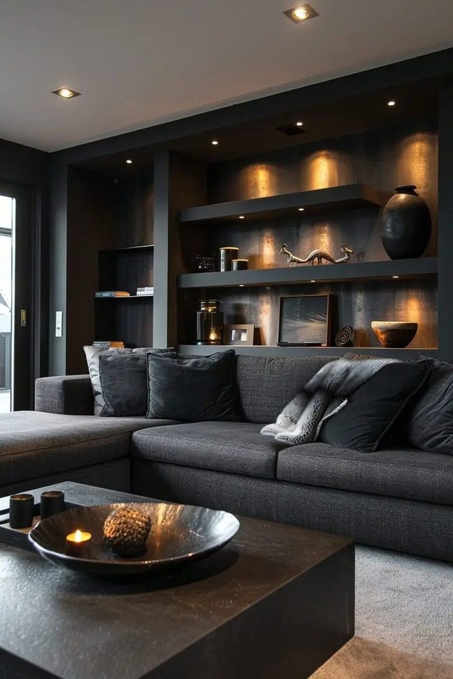 Dark Leather Lounge With Curated Collections