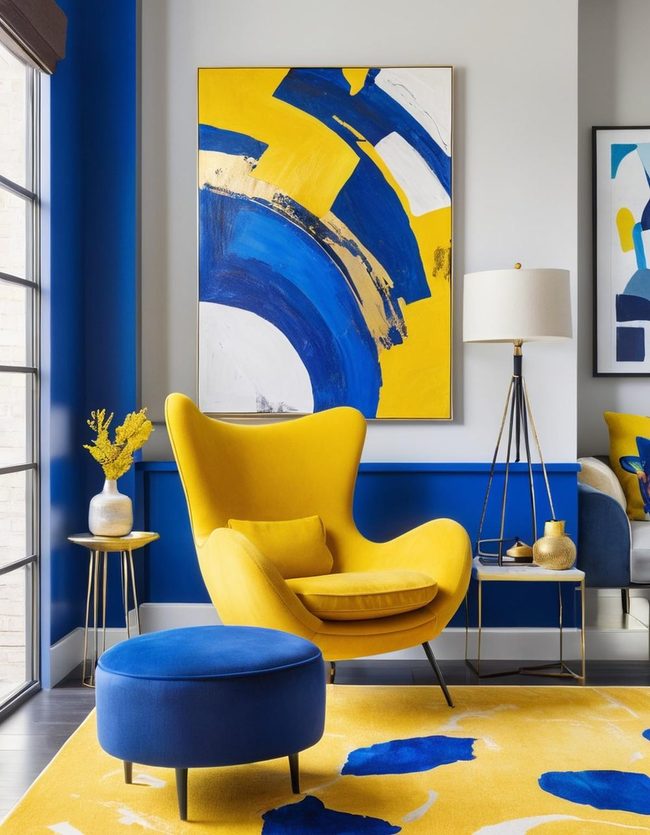 Luminous Blue Walls Pop Yellow