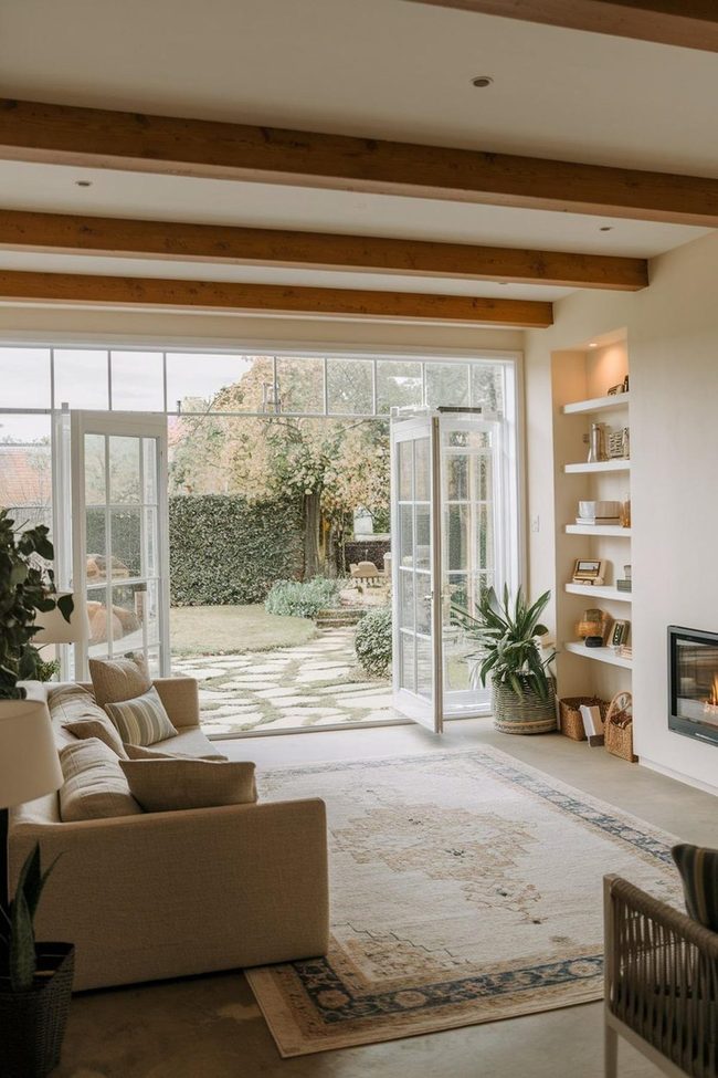 Beige Lounge Meets Green Landscape