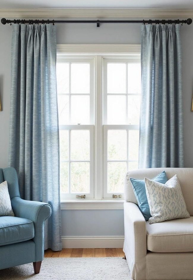 Blue-Grey Wave Curtains