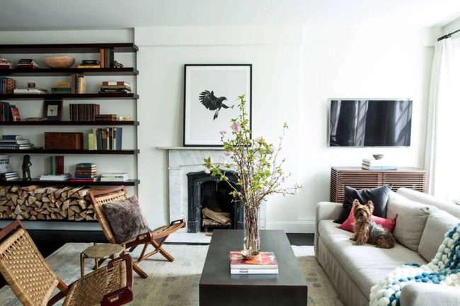 Floating Shelves Display Firewood Books