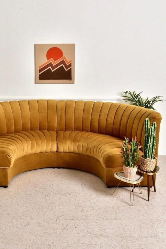 Gold Velvet Curve With Contemporary Art