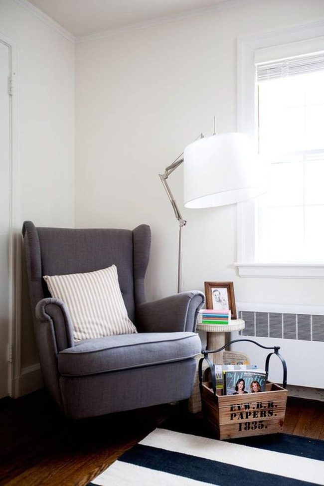 Gray Armchair Reading Nook