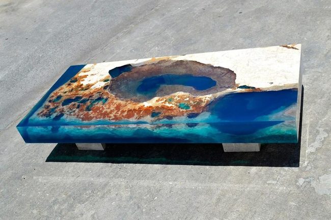 Deep Blue Resin Ocean Table