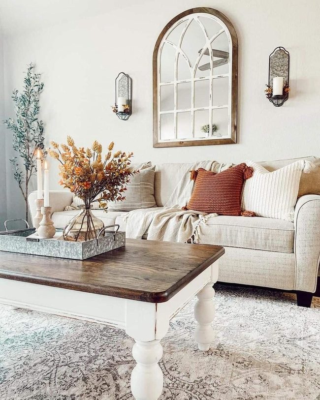 White Wood Table Soft Farmhouse Aesthetic