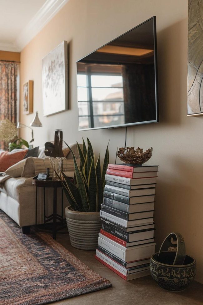 Stacked Books With Sculptural Displays