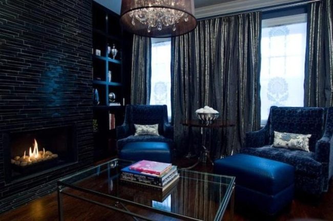 Deep Blue Chairs With Crystal Accents