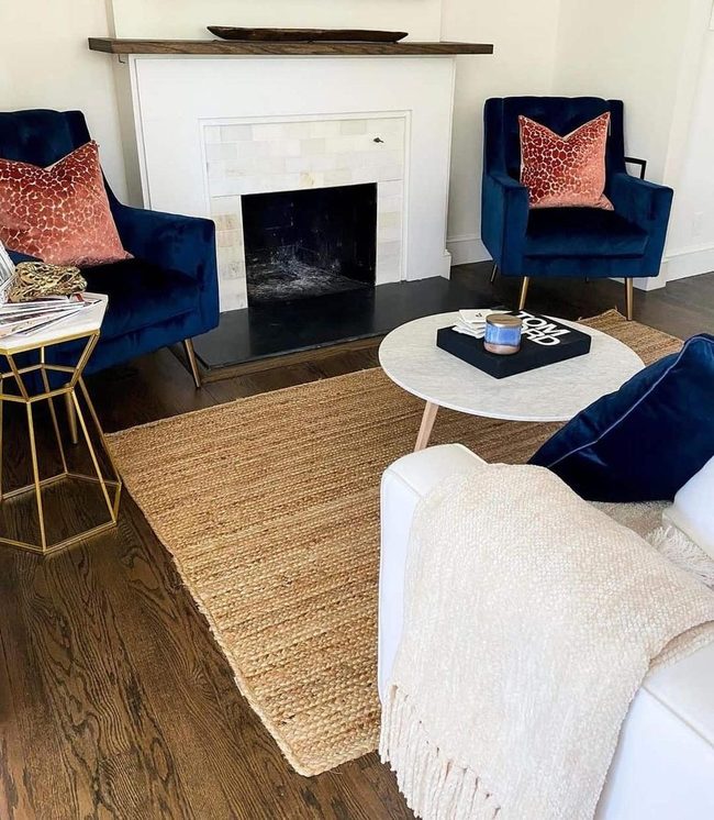 Blue Velvet Chairs Against Minimalist White