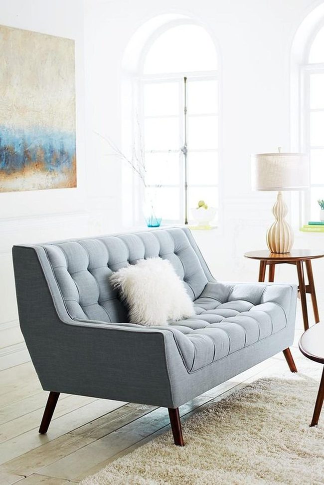 Sunlit Blue-Gray Seating Space