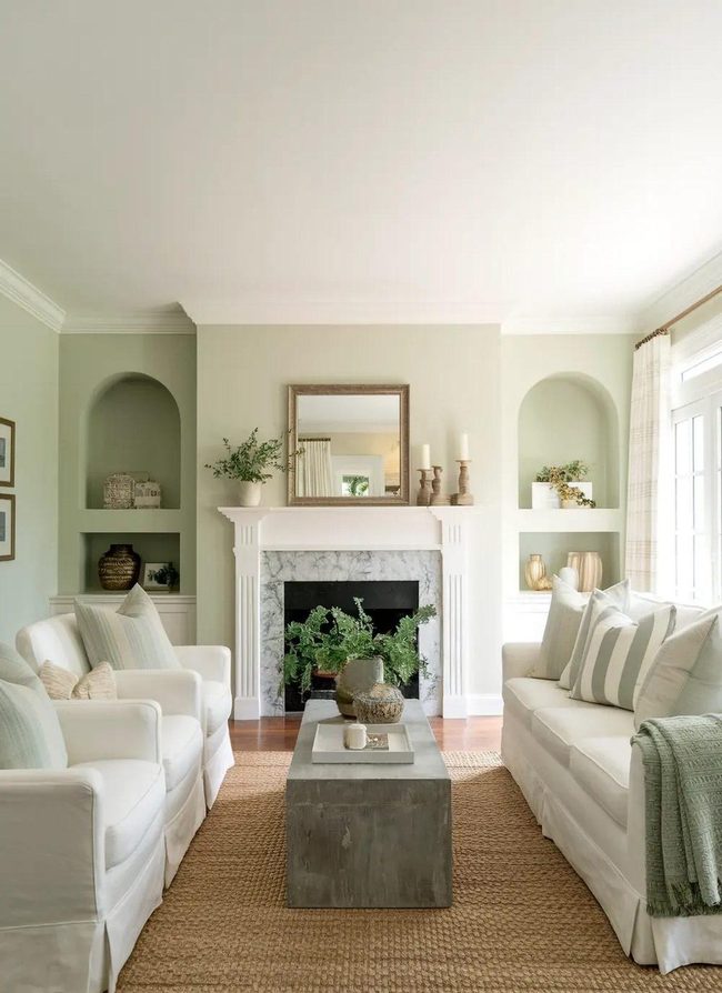 Pale Sage Green Walls Brightened