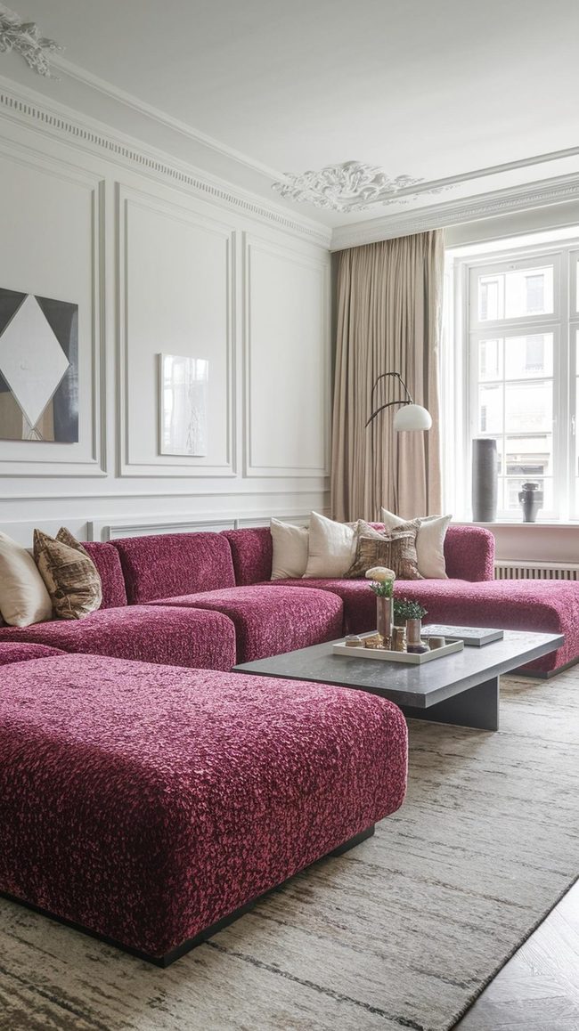 Curved Velvet Sofa Statement Piece