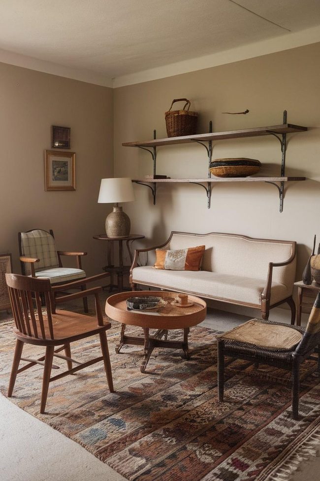 Overstuffed Brown Linen Sofa